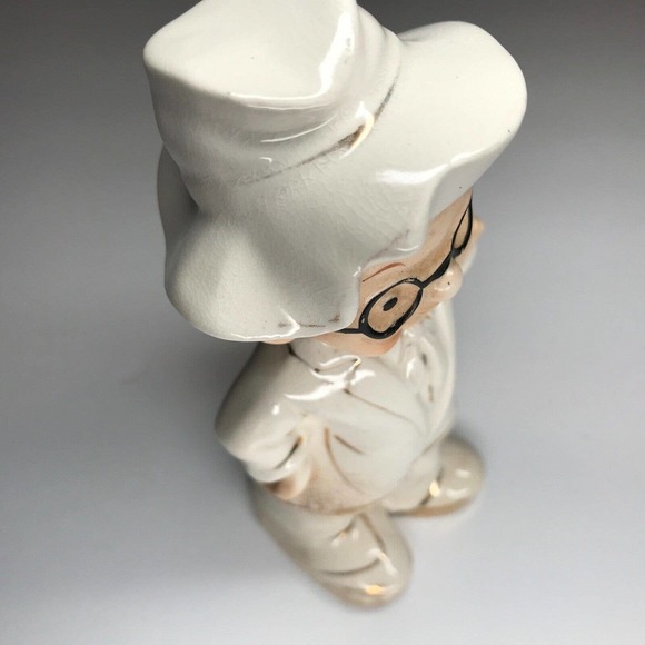 Pudgy Old Man Suit Hat Glasses Vintage Porcelain Figurine Gold H412 5/1 - RARE - Picture 5 of 12